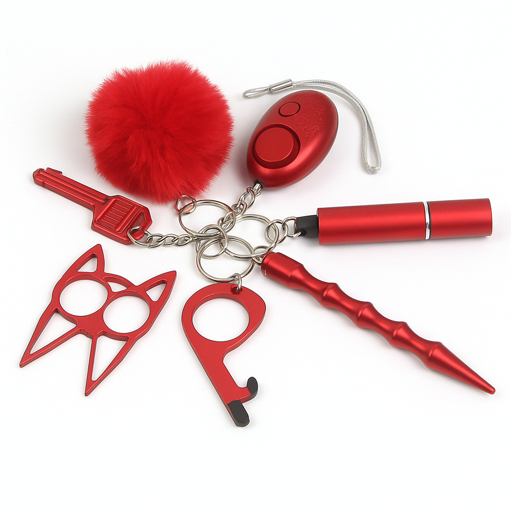 8-Piece Safety Keychain Set – All-in-One Outdoor Protection
