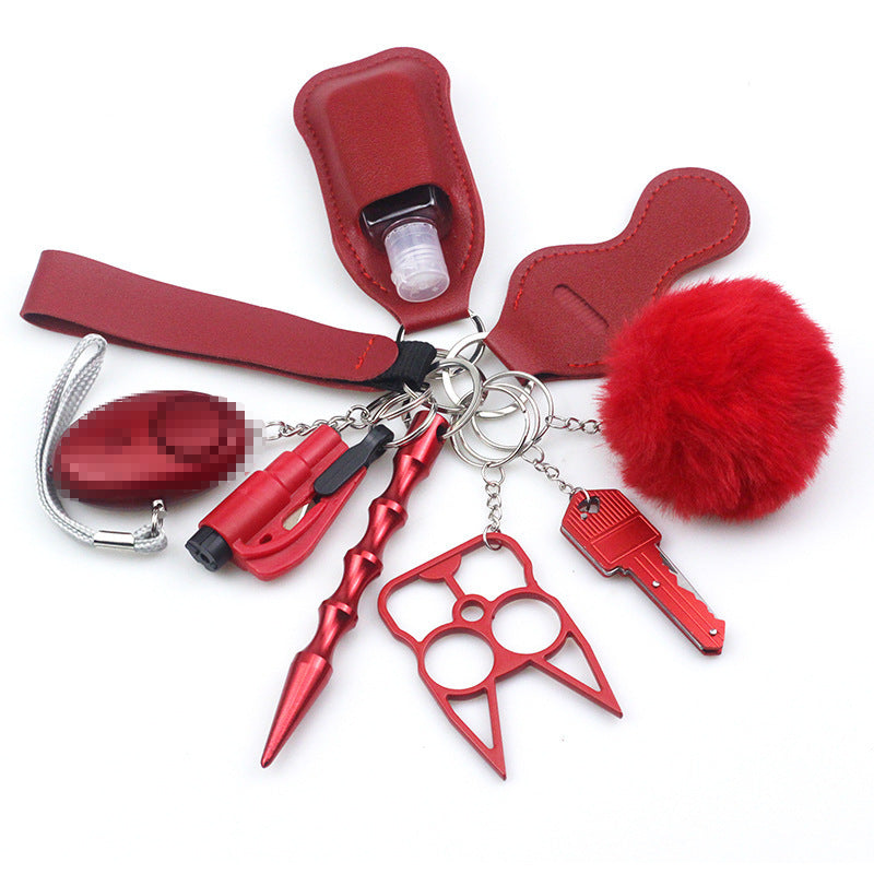 Cross-mirror Wrist Keychain 10 Pieces Suit Women's Hand Sanitizer Bag Zinc Alloy Anti-wolf Stick Alarm Keychain