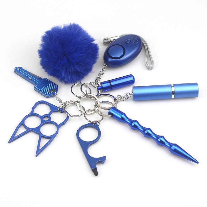 Amazon Cross-border Explosions Self-defense Multi-function Key Pendant Self-defense 8-piece Outdoor