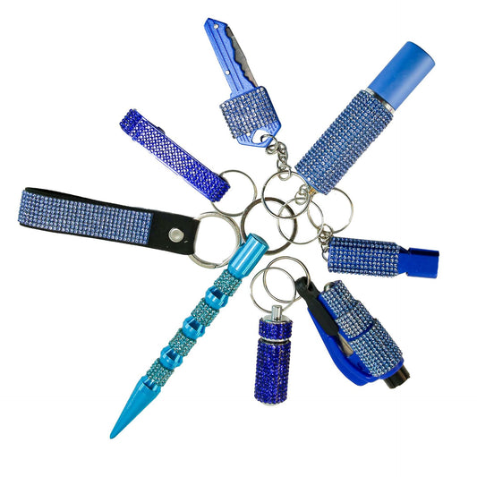 Cross-border New Diamond Self-defense Outdoor Multi-functional Portable 8-piece Keychain Accessories Home Travel Essential