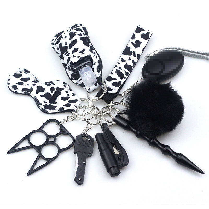 Cross-mirror Wrist Keychain 10 Pieces Suit Women's Hand Sanitizer Bag Zinc Alloy Anti-wolf Stick Alarm Keychain