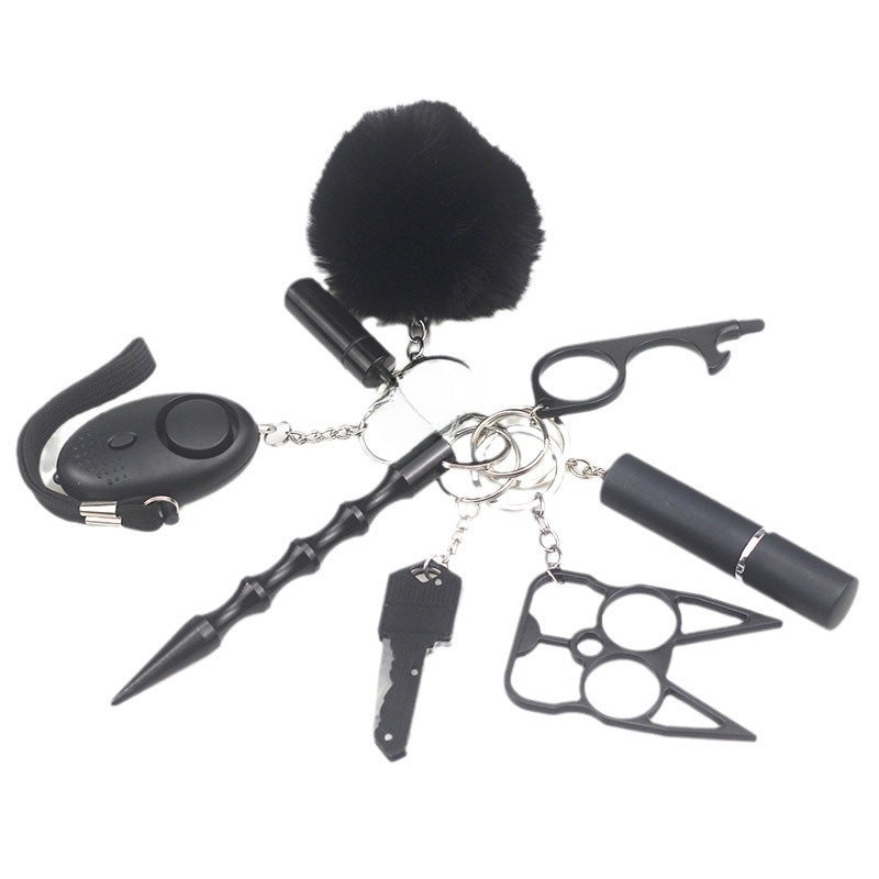 Amazon Cross-border Explosions Self-defense Multi-function Key Pendant Self-defense 8-piece Outdoor