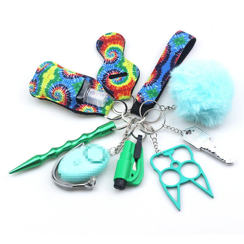 Cross-mirror Wrist Keychain 10 Pieces Suit Women's Hand Sanitizer Bag Zinc Alloy Anti-wolf Stick Alarm Keychain