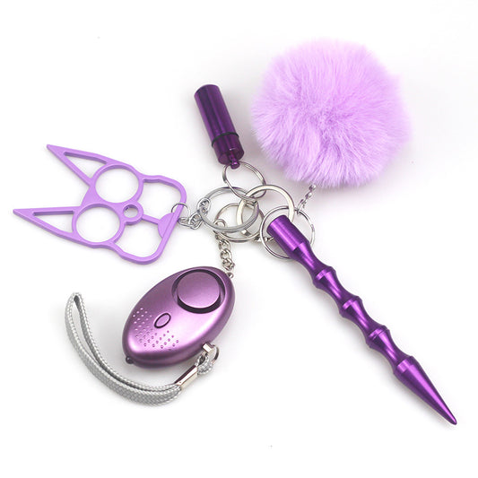 Amazon Women's Perfume Bottle Self-defense Alarm 5-piece Set Keychain Accessories Bottle Convenient Keychain Hanging