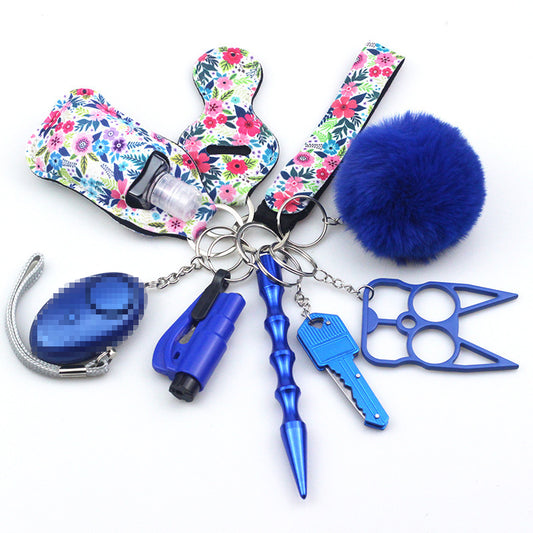 Cross-mirror Wrist Keychain 10 Pieces Suit Women's Hand Sanitizer Bag Zinc Alloy Anti-wolf Stick Alarm Keychain