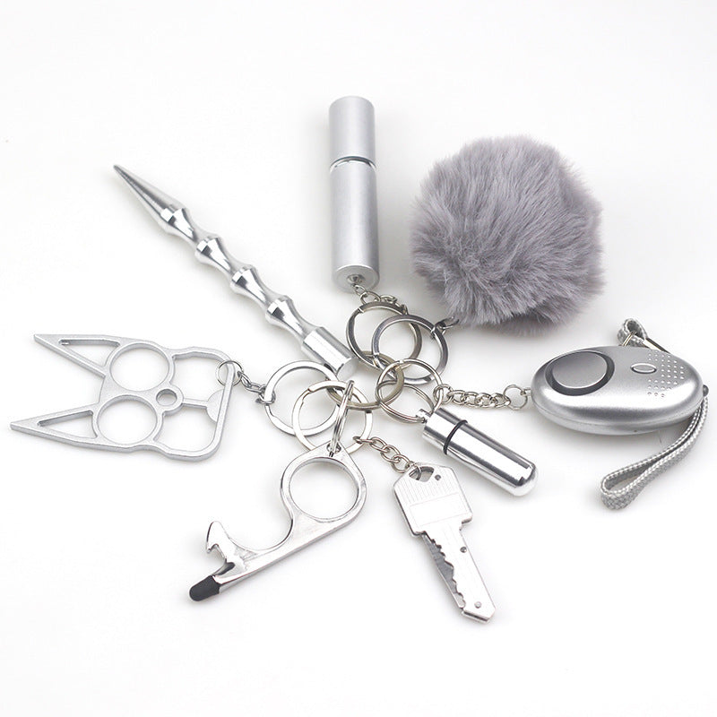 Amazon Cross-border Explosions Self-defense Multi-function Key Pendant Self-defense 8-piece Outdoor